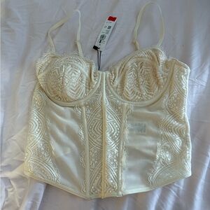 Garage Lace Bustier Top in Cream